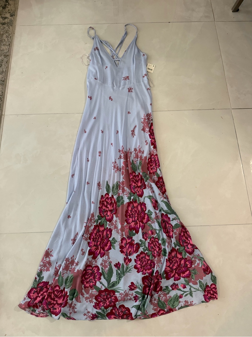 Free People Intimately light blue Maxi Dress with Pink Floral Print - Picture 8 of 10
